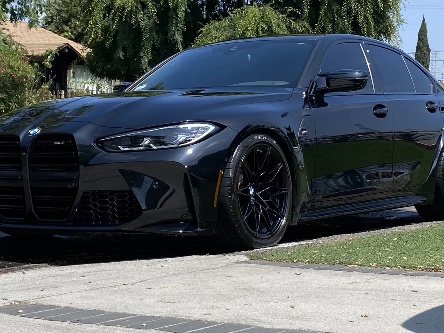 Black BMW M3 with a gloss finish after a full detail